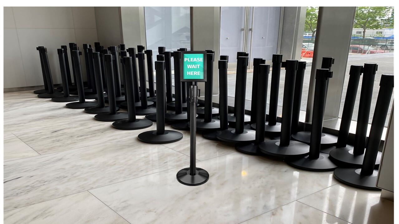 Stanchions Black Retractable with sign holder